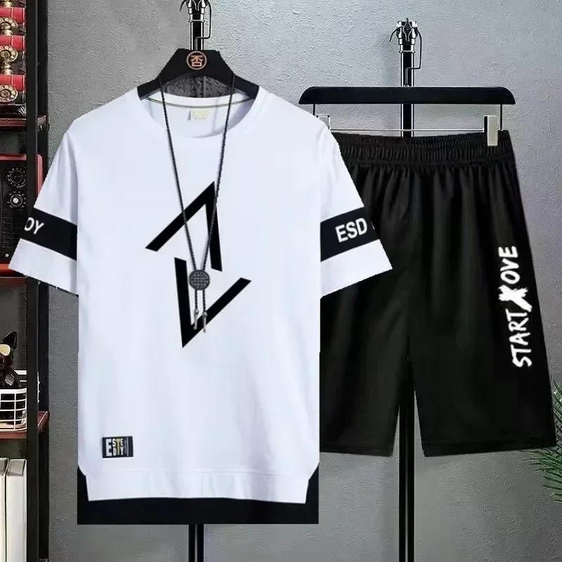 Neues Bestseller Herren Mode Sportlich Lässig Kurzarm T-Shirt + Shorts Zweiteiliges Set Modisch Retro Street
