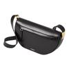 Burberry Black Smooth Leather Saddle Shoulder Bag With Gold Logo Print For Daily Use