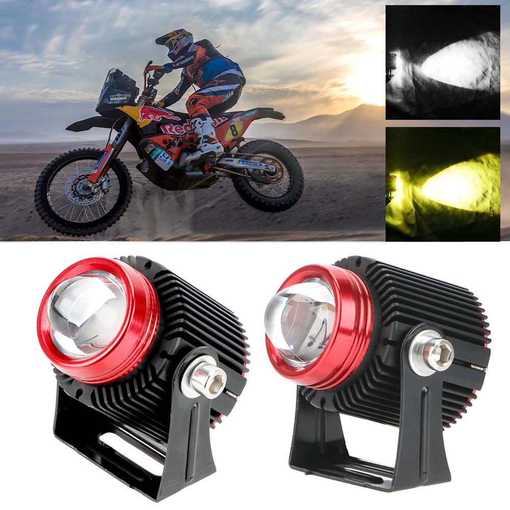 

Universal Auxiliary Lamp Work Spotlights Dual Color High Low Beam Motorcycle Led Headlights Auto Small Steel Cannon Lights LED spotlights 2PCS Red