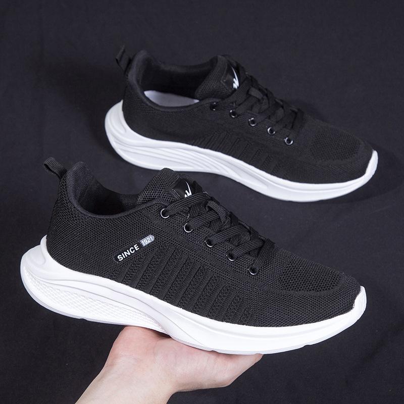 

Мужская обувь, модная спортивная обувь, дышащие кроссовки на шнуровке из хлопчатобумажной ткани, корейская версия, повседневная обувь с низким верхом, модная обувь 44 чёрный