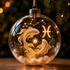 Acrylic Xmas Balls for Party Lighted Zodiac Christmas Ornament, Glowing Sign Ball with Warm LED, Durable Garden 3D Clear Hanging Pendant Tree Mantel,