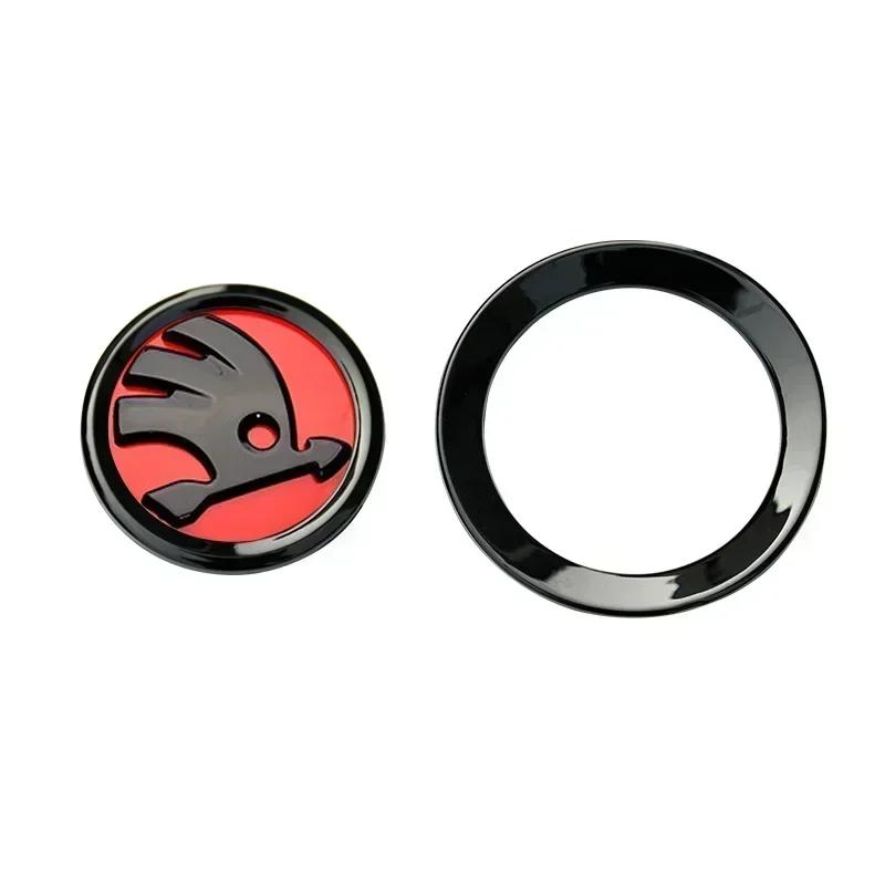 AAAJA1 2026 Hot For SKODA 46MM Car Steering Wheel Logo Emblem Sticker for Skoda Rapid Fabia Octavia Superb Laura VRS Yeti Kodiaq Karoq