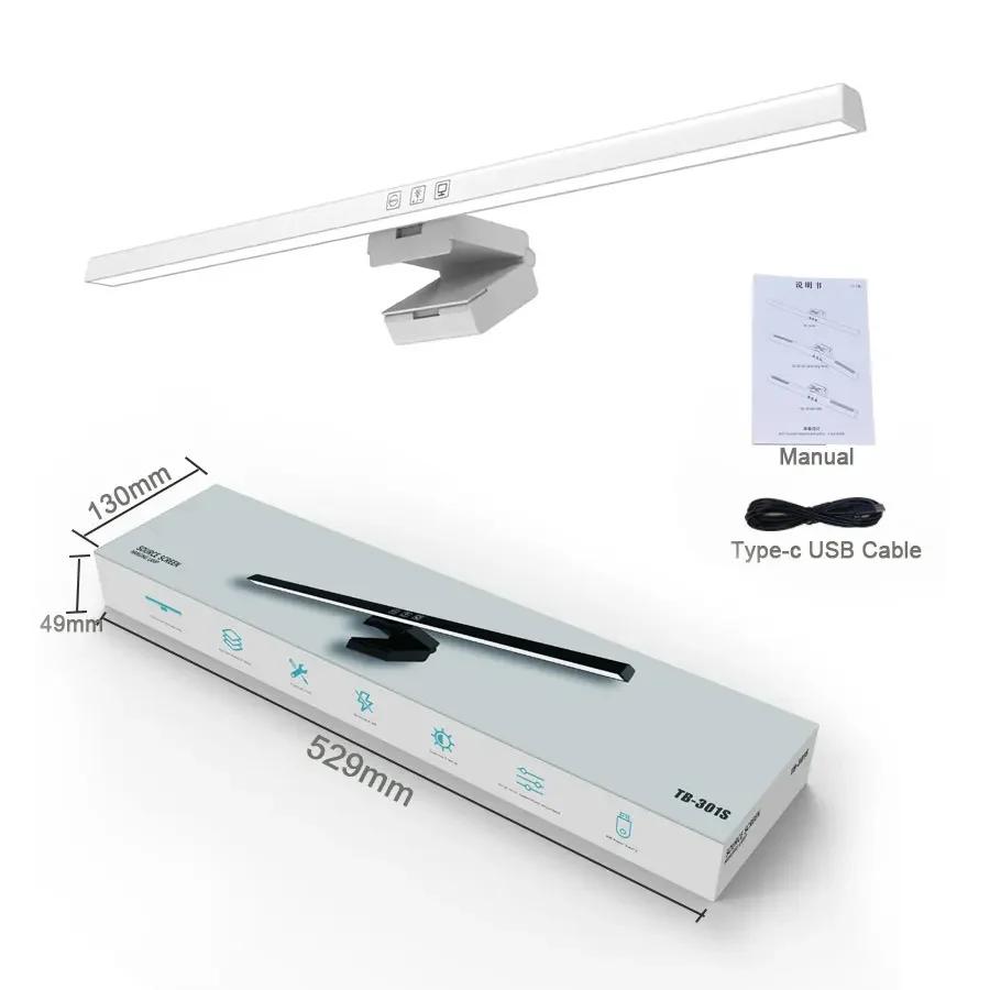 50cm PC Screen Display Hanging Light Computer Monitor Lamp Eye Protection Desk Lights Dimmable Timing Function for Study Work