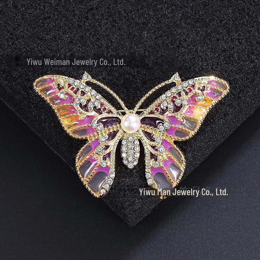 Elegant Enamel Butterfly Brooch: Versatile Accessory for Suits, Coats, Corsages, & Cheongsams.