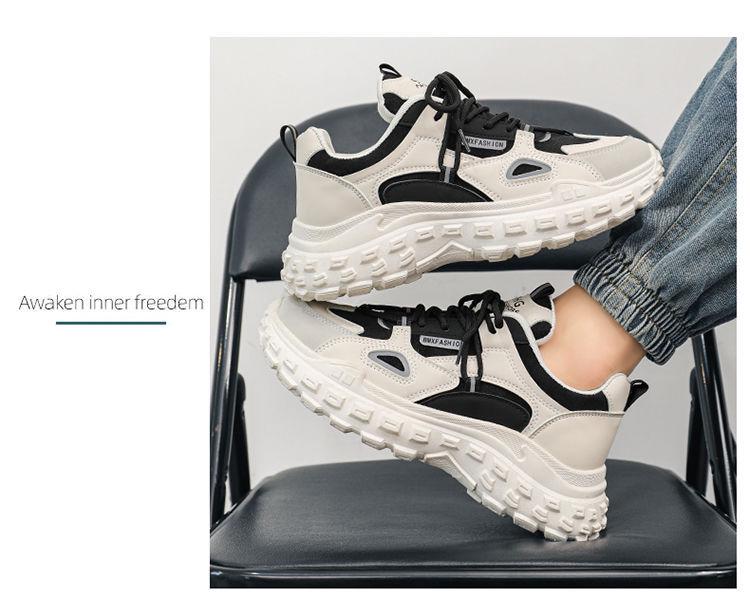 New Hong Kong Style Breathable Men's Fashion Sports Shoes: Thick-Soled, Non-Slip, Wear-Resistant Dad Sneakers