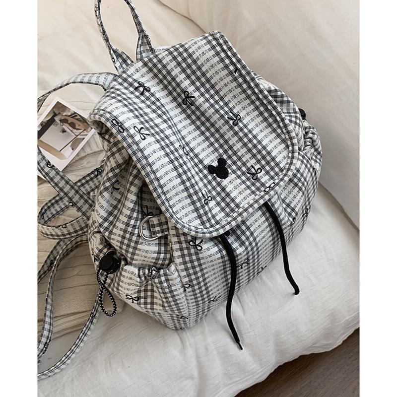 

Корейская версия рюкзака в стиле колледжа, женская сумка, 2025 новая модная клетчатая маленькая дорожная сумка для покупок