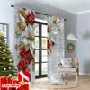 2pcs 2D flat printing Christmas Scene Curtains Red berries_ white flowers and gold leaves on a snowy background Digital Printed