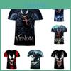 Camiseta Casual 3D Estilosa com Estampa de Filme e Quadrinhos do Venom para Homens e Mulheres, Para Todas as Estações