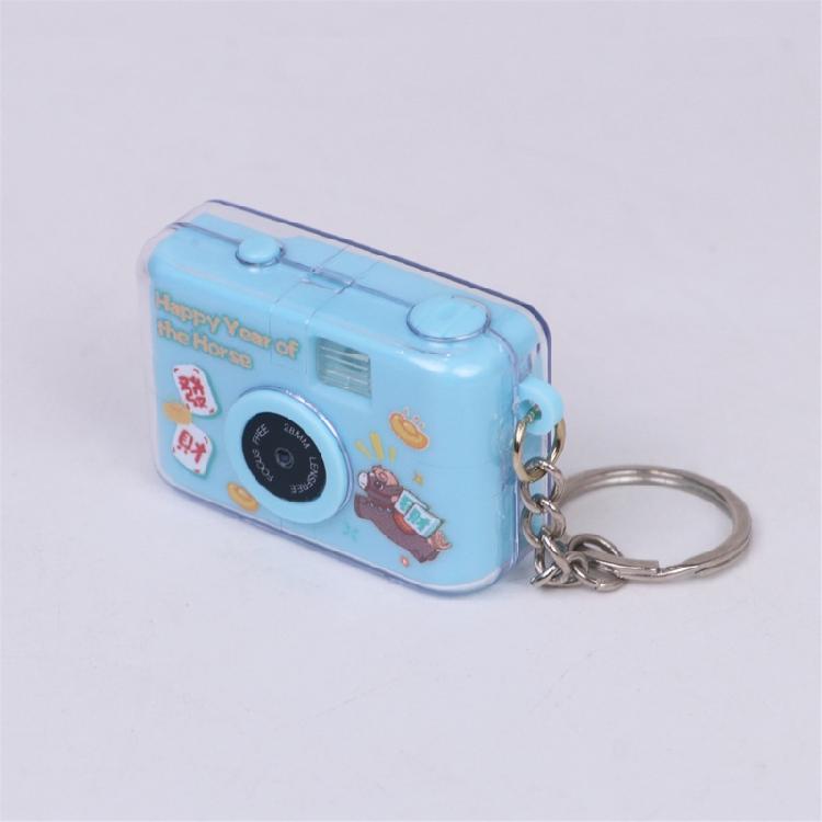 Multifunctional Horse Year Keychain With LED Light Sound Effects Camera Key Holder For Keys Accessories