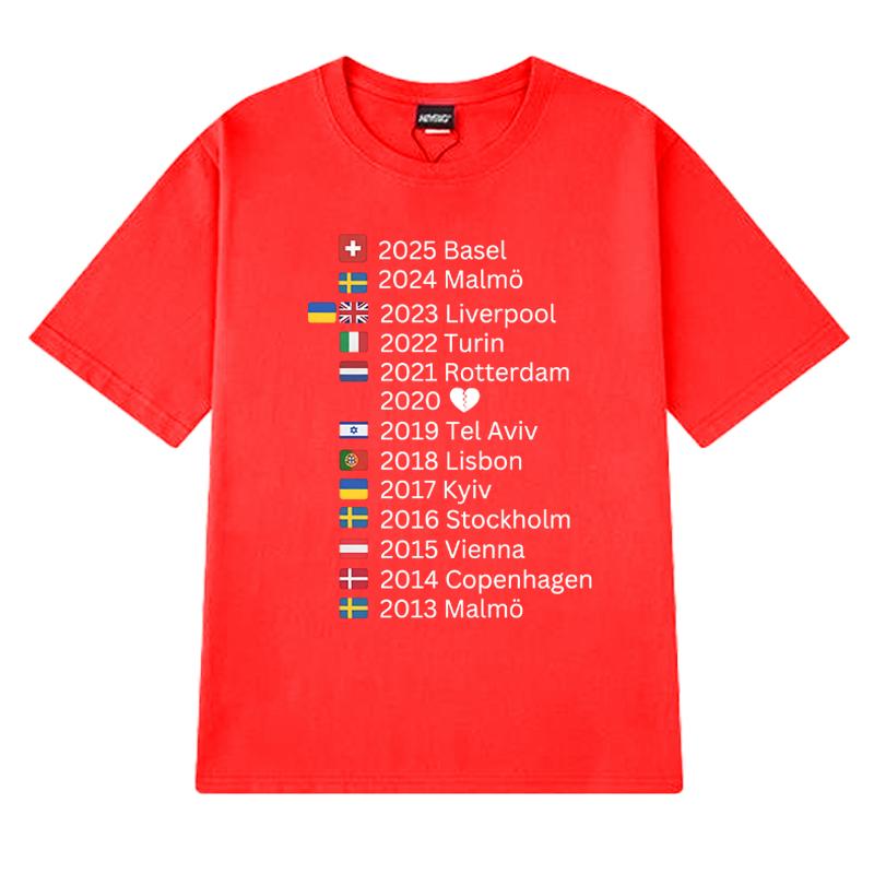 Eurovision 2025 Host Cities Music T shirt Men Women Trend Y2k Oversized short sleeve T-shirts Unisex 100% Cotton clothing Tops