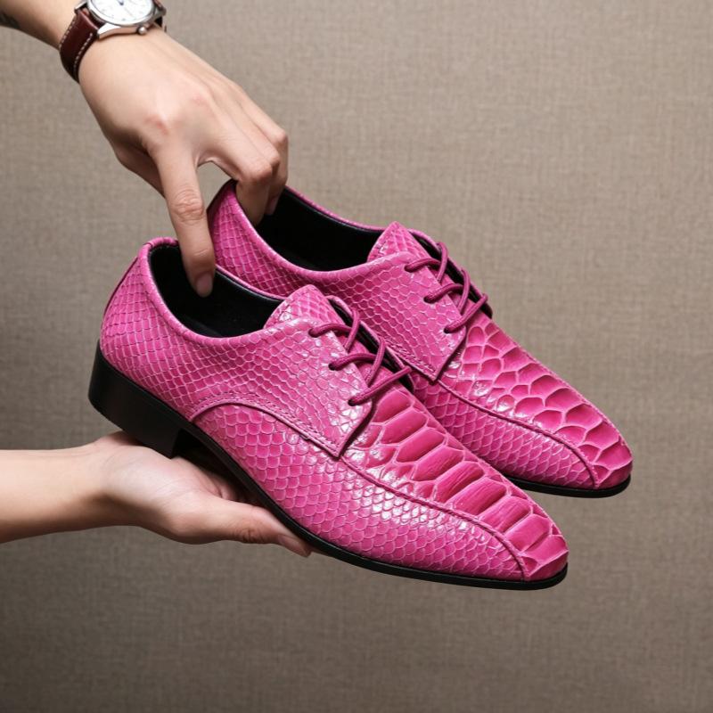 40-50 Men's Business Casual Leather Shoes 2026 Spring and Autumn Men's Snake Glossy Surface