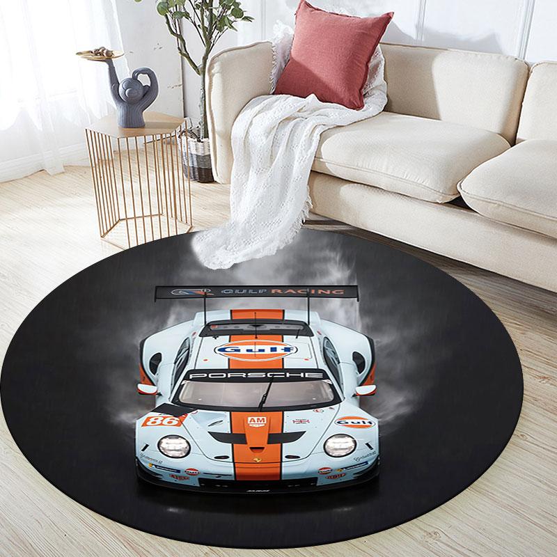 Gulf Racing Art pattern round rug,Carpet Rug for Living Room Bedroom Playroom ,Non-slip Floor Mat,Holiday Gifts and Birthday Gifts.