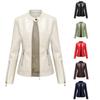 Turn-down Collar Leather Jacket Women Casual Thin PU Loose Motorcycle Zipper Jackets Female Streetwear Oversized Coat