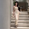 Royal sister sexy spice girl floral tube top dress gentle temperament unique beautiful waist slim hip split skirt