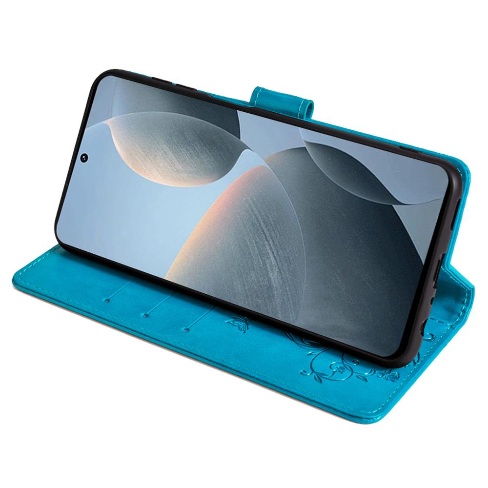 Für Xiaomi Redmi K70E 5G/Poco X6 Pro 5G Hülle Schmetterling Blume PU Leder Handtasche Handyhülle