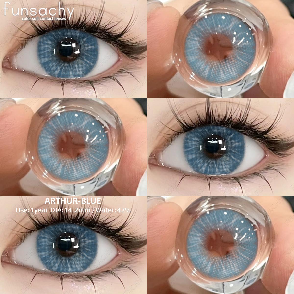 

FUNSACHY 2 шт. новые цветные контактные линзы мягкие естественные линзы красота зрачок голубые глаза макияж синие высококачественные линзы годовые линзы для глаз