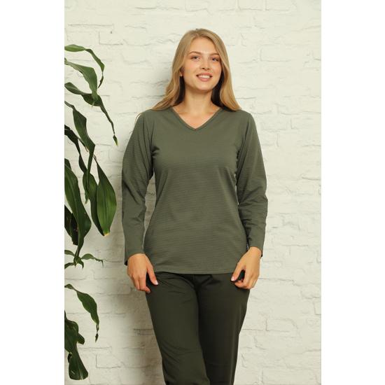 

Женский пижамный костюм с длинным рукавом из 100% хлопка Akbeniz 3404