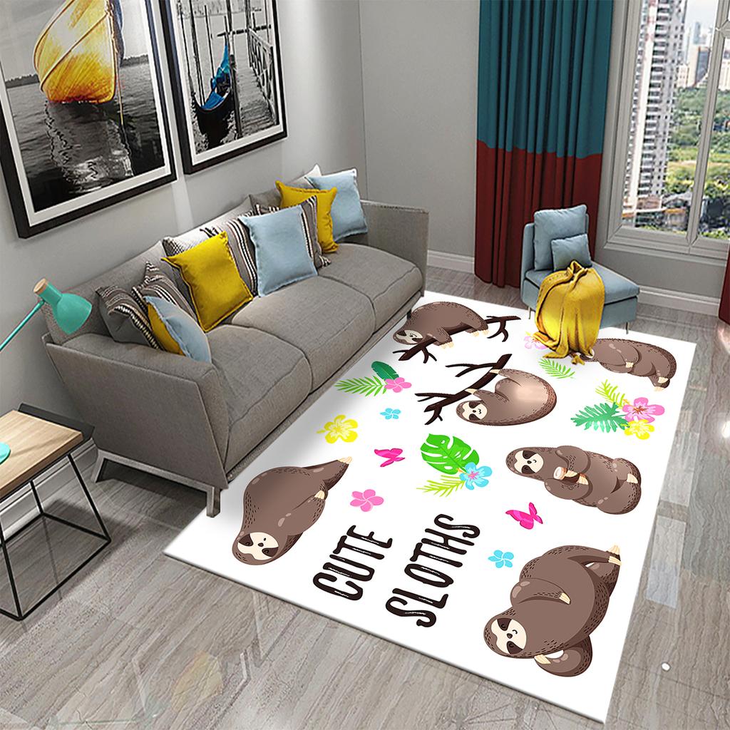Cute Cartoon Sloth Carpet Lovely Animal Rugs Area Rug for Living Room Bedroom Dining Room Bathroom Door Entrance Non-Slip Mat