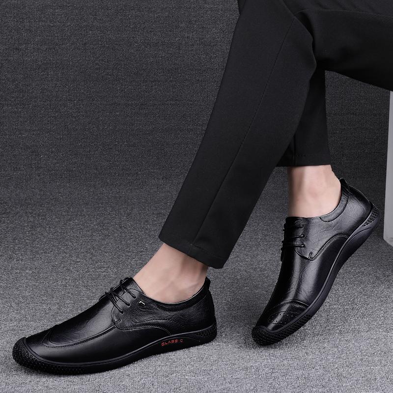 Men's Male Casual British Business Cow Genuine Leather Shoes  Flats Spring Autumn Offices Formal Shoes 2024 New