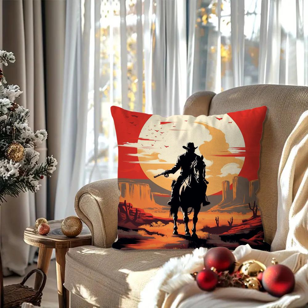 Games Red D-Dead R-Redemption 2 Pillow Case Square Pillow Bedroom Sofa Leisure Comfort Cushion Living Room Home Decoration 40X40