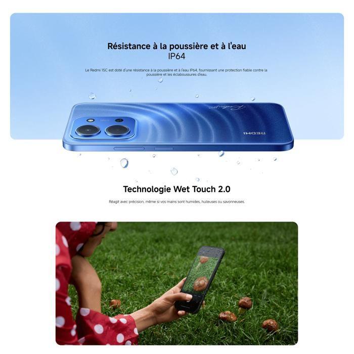 Smartphone Xiaomi Redmi 15C 4GB 128GB 6.9" 120Hz Batería 6000mAh Carga Rápida 33W Azul