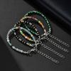 Xiaomi Vnox Men's Silver Color Metal Beads Natural Stone Bracelet, Adjustable 15-20cm Crystal Wheel Beaded Wristband, Jewelry Gift New