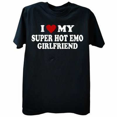 Ich liebe meine superheiße Emo-Freundin T-Shirts Hip Hop Baumwolle Streetwear Kurzarm Geburtstagsgeschenke Ich liebe mein Emo Gf T-Shirt Männer