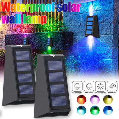 Confezione da 4 Luci Solari a LED RGB per Esterno Muro / Recinzione Lampada Decorativa Impermeabile per Cortile Sentiero Giardino Decorazione Natalizia