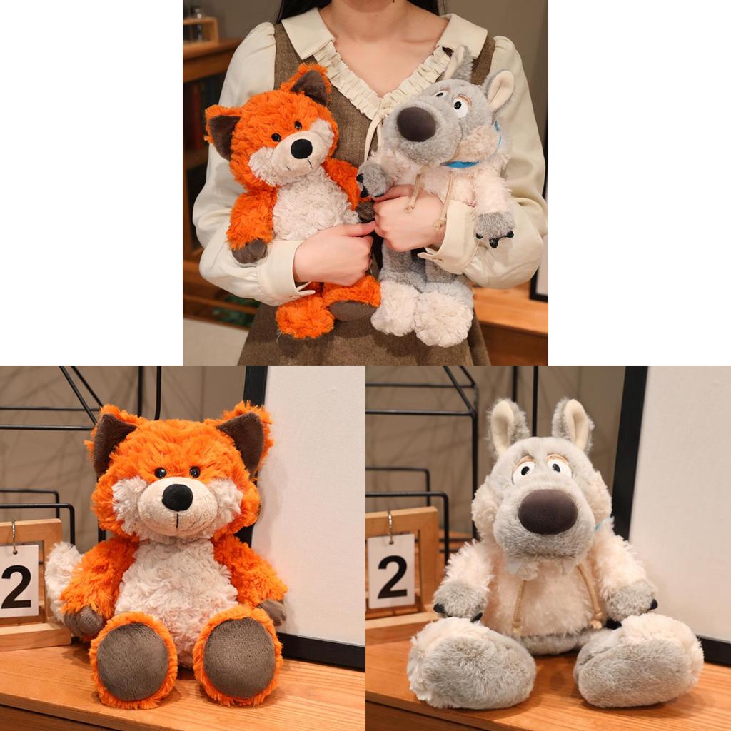 Forest Friends Plush Wolf And Fox Toys With Pp Cotton Filling For Kids Playroom Decor