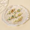 2 PCs Rose Brass 8K Gold Plated Tulip Flower Micro Pave Clear Cubic Zirconia Pendants Exquisite Jewelry Findings 3.8cm x 1.2cm