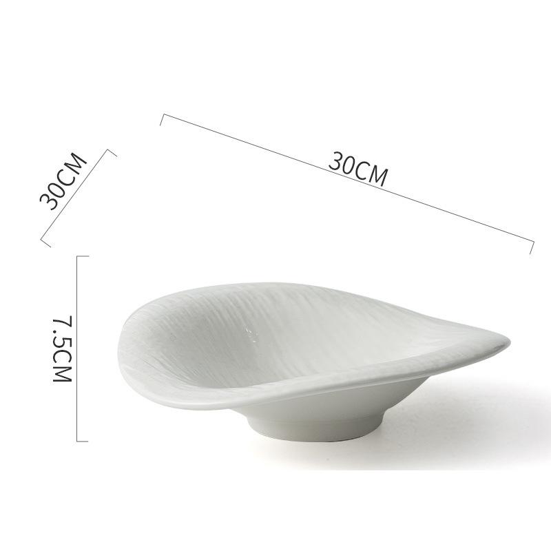 Creative Ceramic Shaped Bowl Black White Frosted Western Steak Plate Features Dessert Salad Bowl Light Luxury Ceramic Tableware