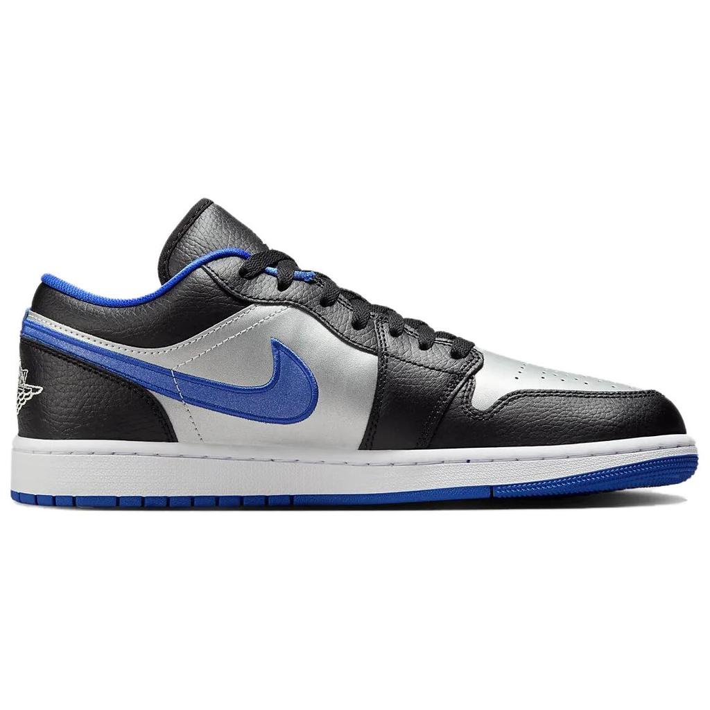 Air Jordan 1 Low Black Game Royal Men Sneakers White Metallic-Platinum 553558-007
