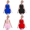 Girls Dance Performance Dress: Round Neck Sleeveless with Invisible Back Zipper, Sheer Mesh, Sequins, Feather Velvet & Built-In Briefs for Stage
