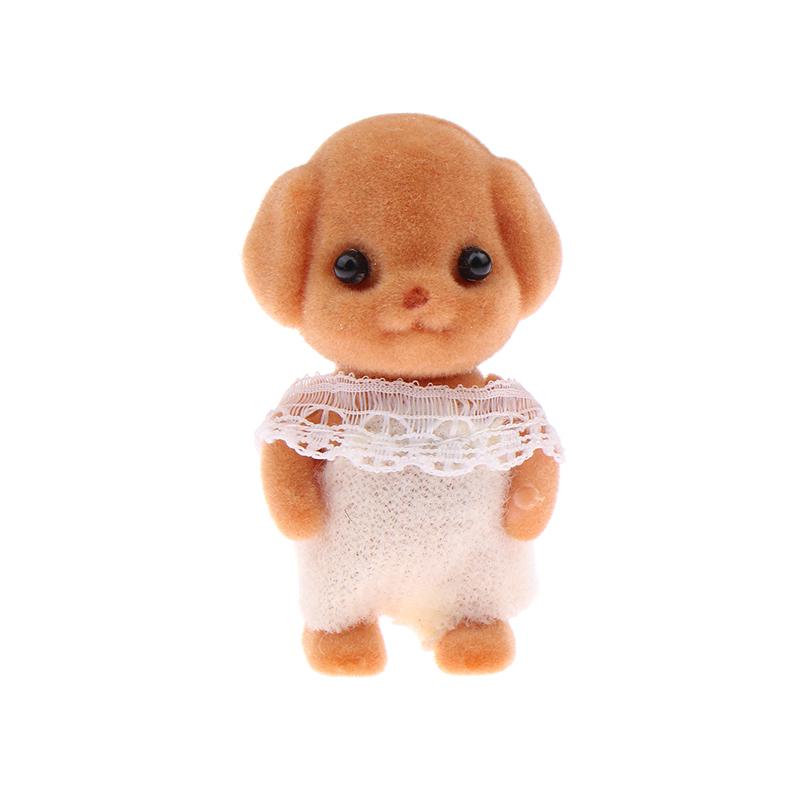 Cute Milo Poodle Dog Flocking Doll Action Figures Toy Kawaii Sylvanian Families Anime Figures Collectible Room Ornaments
