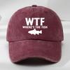 WTF Fish Print Outdoor Men's Washed Baseball Cap Retro Duckbill Cap Sports Casual Baseball Cap