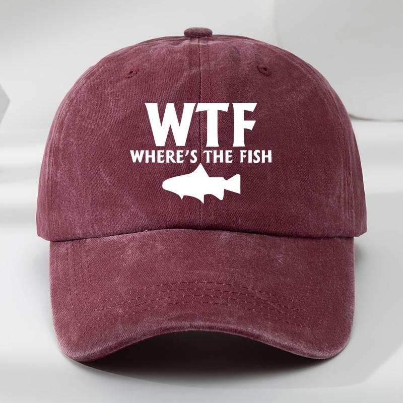 WTF Fish Print Outdoor Men's Washed Baseball Cap Retro Duckbill Cap Sports Casual Baseball Cap