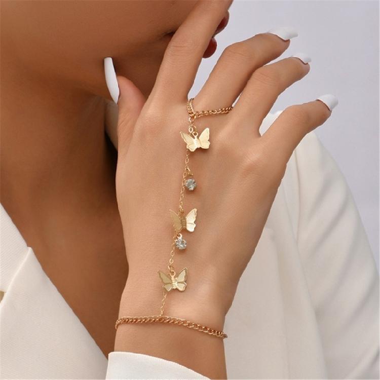 Minimalist Gold Plated Hand Chain Bracelet Zinc Alloy Stackable Jewelry Stylish Wrist Accessory For Daily Occasions