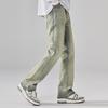 Casual men's pants autumn retro washed loose straight boys American high street micro-pull jeans men's spring and autumn