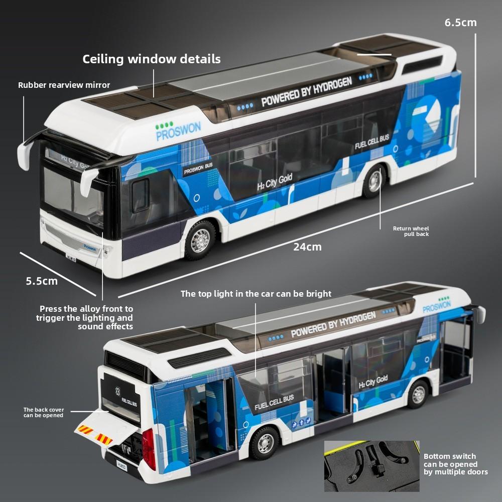 Energy Saving Alloy Bus Toy Model With Lights And Sound For Kids Collectors
