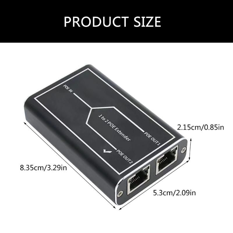 RJ45 Ethernet PoE Extender, 100Mbps Networking Repeaters for Outdoor IP Cameras,100m Ranges Extension 1PoE In 2PoE Out