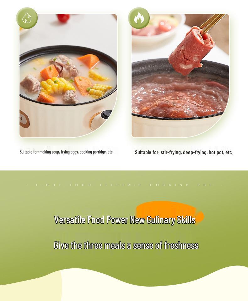 Kompakter elektrischer Hot Pot für Studentenwohnheime - Multifunktionaler Antihaft-Nudel- und Breikocher, Geringe Leistung, 110V