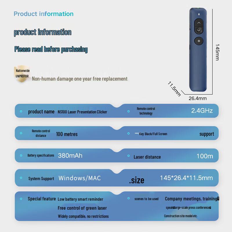 Deli Green Laser Presenter with Page Turner