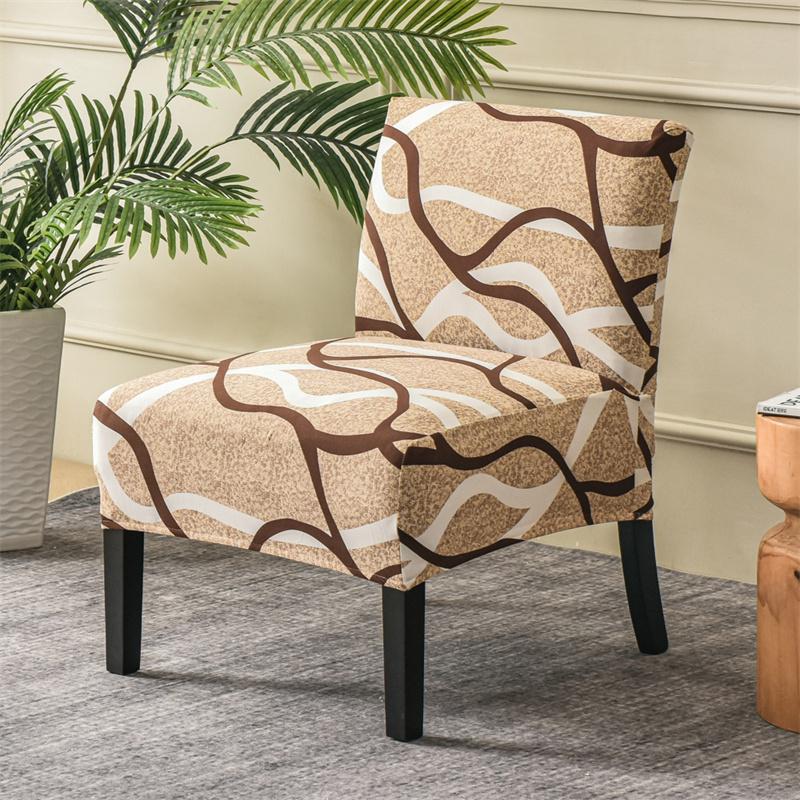 Accent Armless Chair Cover Geometric Print Single Sofa Stool Slipcover Nordic Stretch Chair Covers Elastic Couch Protector Cover