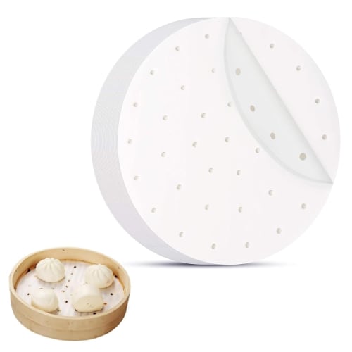 Meltryllis Steamer Sheets (50 Sheets) 17.8cm, Disposable Steaming Paper for Cooking, Non-Stick, High-Temperature Resistant, Food-Grade Material, Porou