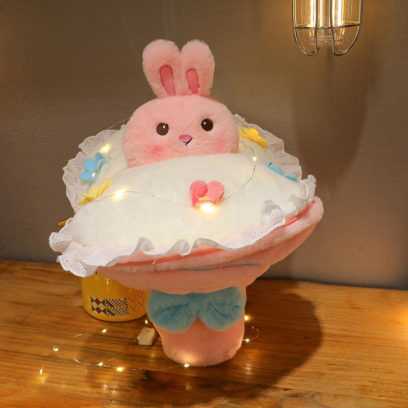 

Очаровательный плюшевый букет с леденцом и мультяшными персонажами для сладких подарков Pink Bunny