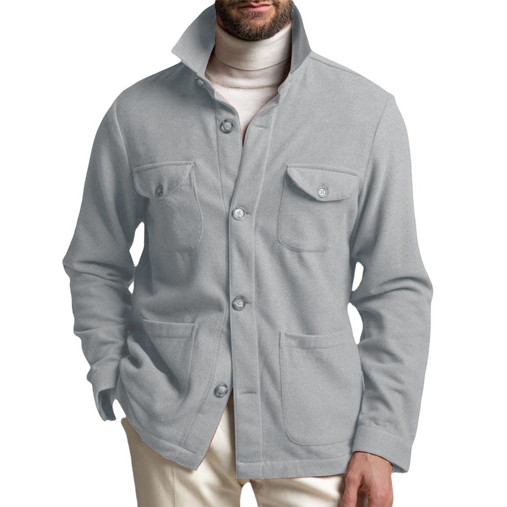 Men's Button Down Shirt Jacket Casual Long Sleeve Shacket Overshirts With Flap Pockets