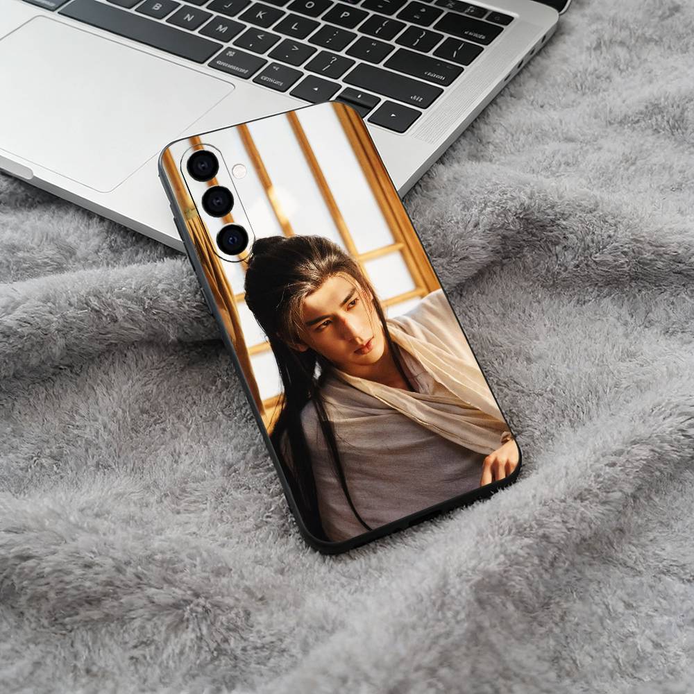 X-Xie Zheng&Fan Changyu Black Soft Silicone Phone Case for Samsung Galaxy A73, A71, A72, A70, A53, A52, A51