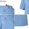 ZANZEA Women Summer Stand Collar Casual Short Sleeve Dress