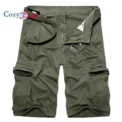 Cozy Up Neue Herren Cargo-Shorts Sommer Baumwolle Casual Shorts Männer Lose Multi Pocket Kurze Hosen Mann Knielange Hose Kein Gürtel Große Größe