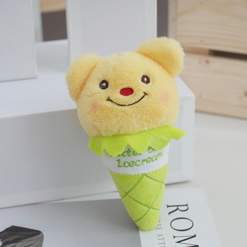 Fluffy Bear Plush Keychain Cute 15cm Ice Cream Cone Design Adorable Bag Charm